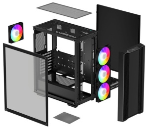 DeepCool CC560 ARGB V2 Kuciste E-ATX, 4xARGB-120mm, Kaljena staklena strana,USB-3.0 - Img 9