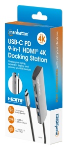 Docking station Manhattan 190459 9in1 USB-C - 1xHDMI/5xUSB/LAN/CR/PD 100W - Img 3