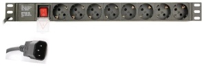 EG-PDU-014-C14 Gembird C14 Produzni kabl sa zastitom 8 uticnica 10A, PDU 1U 3M
