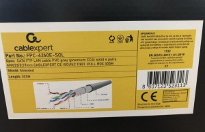 FPC-6260E-SOL *Gembird, FTP cat.6 Indoor, solid 23AWG, 0.57mm PREMIUM CCA kotur pun presek 305m(5503