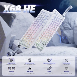 Gaming tastatura Attack Shark X68HE Magnetic Switch/RT/Snap Tap/DKS/MT/TGL/White Contour - Img 4
