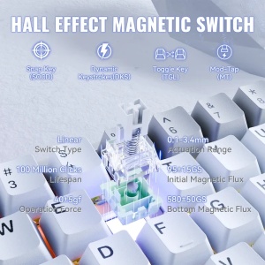 Gaming tastatura Attack Shark X68MAX Magnetic Switches/RT/SnapTap/DKS/MT/TGL/Aluminium/Starry White - Img 3