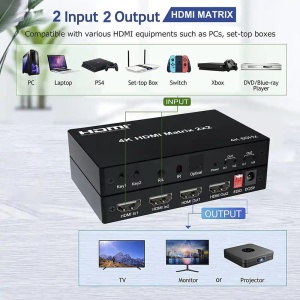 HDMI swich 4K Matrix 2x2 Kettz HM-K252 60Hz - Img 3
