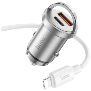 hoco. Auto punjač, brzi, sa Lightning kabelom, PD45W+QC3.0 - NZ10 Handy, Lightning - Img 3