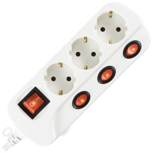 home Produžni kabel sa zaštitom, 3 utičnice, 1.0mm2, 1.5 met - NVK 03K/WH