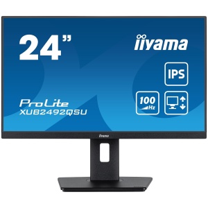 IIYAMA Monitor LED XUB2492QSU-B1 23.8" IPS 2560 x 1440 @100Hz 300 cd/m² 1000:1 0.5ms HDMI DP USB-Hub height, swivel, tilt, pivot (rotation both sides) 3y XUB2492QSU-B1 *