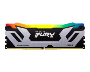 Kingston DDR5 24GB 8400MT/s [FURY RENEGADE RGB], Non-ECC CUDIMM (Clocked), CL40 1.45V, 288-pin 1Rx8, Silver/Black, w/Heatsink, XMP KF584CU40RSA-24