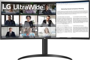LG 34” UltraWide Curved VA WQHD 3440x1440@100Hz, 21:9, 3000:1, 300 cd/m², 5ms, 178º/178º, HDR10, 2 HDMI, 1 DP, 1 USB-C, 2 USB Downstream Port 3.0, VESA, Titl/Height, Black, 3yw 34WR55QK-B