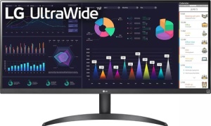 LG 34'' UltraWide IPS FHD 2560x1080@100Hz, 21:9, 1000:1, 1ms, 400 cd/m², 178º/178º, FreeSync, HDR 10, 1 HDMI, 1 DP, VESA 100x100mm, Height, Tilt, Black, 3yw 34WQ500-B *