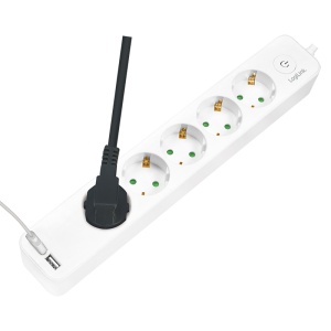 Logilink produžni kabl 5 mesta, 2 USB, prekidač, 1.5m, beli - Img 2