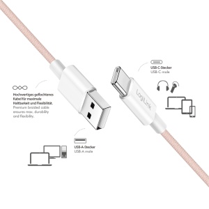 Logilink USB 2.0 Type C cable, C/M na USB - A/M, roza, 1.0m - Img 2
