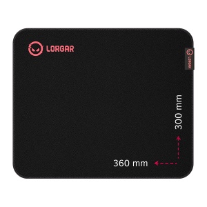 Lorgar Main 323, Gaming mouse pad, Precise control surface, Red anti-slip rubber base, size: 360mm x 300mm x 3mm, weight 0.21kg LRG-GMP323