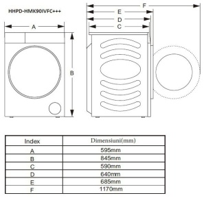 Mašina za sušenje veša HEINNER HHPD-HMK90IVFC+++9kg/15programa/toplotna pumpa - Img 3