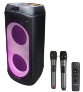 Microlab PT802W karaoke zvucnik 200W, Bluetooth,LED, 11,1V/4400mAh,TWS, Aux, USB, FM,microSD,+ Mic*2 - Img 4