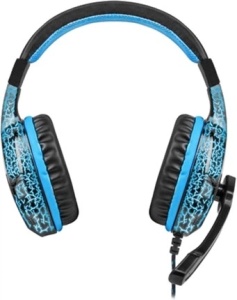 Natec FURY HELLCAT, Gaming Headset with Volume Control, 3.5mm Stereo, LED Backlit (USB), Black/Blue NFU-0863