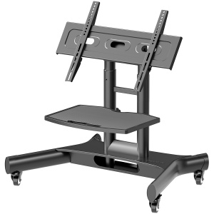 ONKRON Tilting Mobile TV Stand for 32'' – 70 Inch LCD LED OLED TV Screens & Touch Panels Rolling TV Cart on Wheels with Shelf, Black TS1350-B