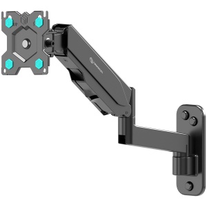 ONKRON TV Monitor Wall Mount Bracket for 13” – 34” Screens Full Motion with Gas Spring, Black G150-B