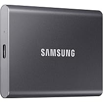 Samsung Portable SSD 4TB, T7, USB 3.2 Gen.2 (10Gbps), [Sequential Read/Write : Up to 1,050MB/sec /Up to 1,000 MB/sec], Grey MU-PC4T0T/WW *