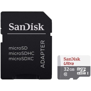 SANDISK Ultra microSDHC 32GB + SD Adapter 100MB/s Class 10 UHS-I SDSQUNR-032G-GN3MA