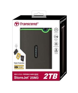 Transcend External HDD 2TB Slim form factor, M3S, USB 3.1, 2.5, Anti-shock system, Backup software, 185g, Iron gray (Slim) TS2TSJ25M3S