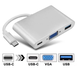 Adapter konverter USB 3.1 Tip C-USB 3.0/VGA/USB Tip C PD Kettz UVA-23 - Img 2