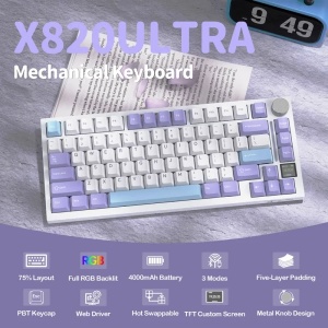 Bežična gaming tastatur Attack Shark X820Ultra Mehanička/TriMode/TFT Screen/Gasket/Lavender - Img 3