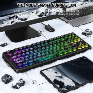 Bežična gaming tastatura Attack Shark X87Ultra Mehaniča/8KHz/TriMode/Dot-Matrix Screen/Forged Carbon - Img 2
