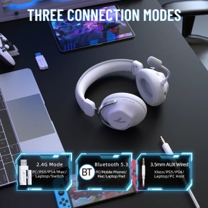 Bežične gaming Slušalice Attack Shark L50Pro 53mm/7.1 Surround/TriMode/1100mAh/Aluminium/White - Img 3
