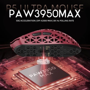 Bežični gaming miš Attack Shark R5Ultra PAW3950MAX/Carbon Fiber/Superlight/8KHz/Omron Switches/Red - Img 4