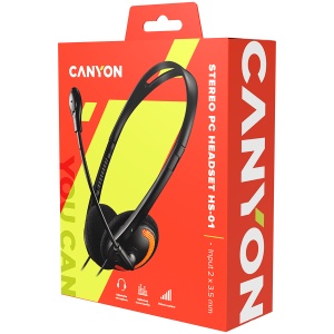 CANYON PC headset HS-01 PC Mic Flat 1.8m Black Orange CNS-CHS01BO - Img 3