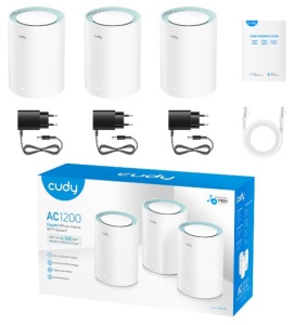 Cudy M1300 3-pack AC1200 Dual Band 2.4Ghz+5Ghz WiFi MESH, GiGABIT, 4x Antena 16MB/128DDR