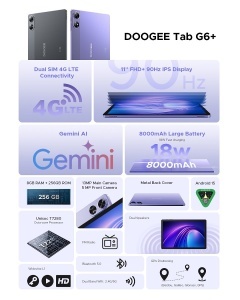 Doogee Tab G6+ VIP Edition 4G 8+256 Mist Purple - Img 2