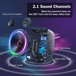 Doss BT zvučnik PartyBoom WB-382 v5.0 IPX5 snaga 70W Led svetla crni - Img 2