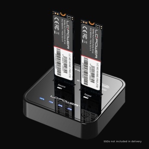 HDD DOCKING LC Power LC-DOCK-M2-NVME USB 3.2 Gen2x1 docking station for two NVMe-M.2 SSD, cloning, Black
