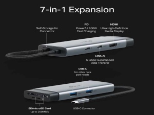 Hub TP-LINK USB Type-C 7-Port Hub/1USB-C /1 HDMI 4K 60Hz Port,1 × USB-C PD 100W Port,1 × SD - Img 3