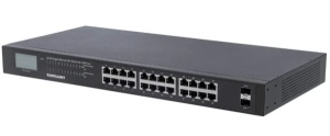 INT 561242 Network PoE Switch, 24-Port, 370W PoE Budget, 2 SFP Ports, Gigabit