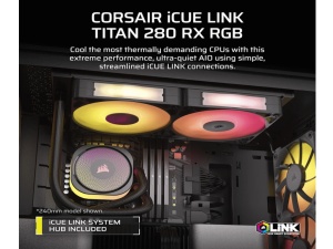 Kuler za CPU CORSAIR iCUE LINK TITAN 280 RX/RGB/AIO/280mm/dual fan/vodeno hladenje/crna - Img 4