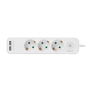 Logilink produžni kabl 3 mesta, 2 USB, prekidač, 1.5m, beli - Img 2