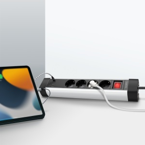 Logilink produžni kabl 4 mesta, 1 x USB A, 1 x USB C, prekidač, stalak, 1.5m, aluminium - Img 3