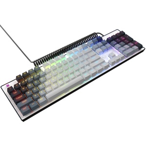 LORGAR Azar 514, Wired mechanical gaming keyboard, RGB backlight, 1680000 colour variations, 18 modes, keys number: 104, 50M clicks, linear dream switches, spring cable up to 3.4m, ABS plastic+metal, magnetic cover, 450*136*39mm, 1.17kg, white, EN layout  - Img 4