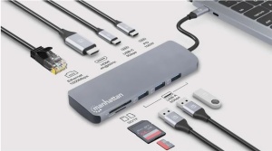 Manhattan USB-C PD 9-in-1 HDMI 4K Dock. Stat./Multiport Hub *