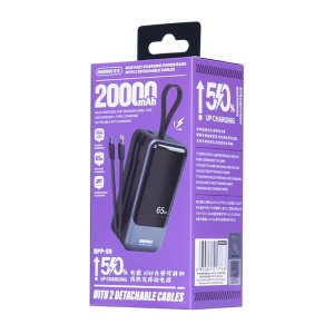 REMAX RPP-59 Fast Charging Power Bank with 2 Detachable Cables 20000mAh - Img 3