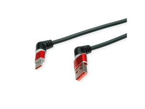 ROLINE 360° Rotation USB 2.0 Cable, Type C - A, M/M, 60W, Red Black, 2 m