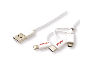 Secomp Roline USB 2.0 Charge & Sync A micro B + 8 pin + Type C m/m 1.0m