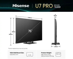 SMART ULED TV 75 Hisense 75U7Q PRO 3840x2160/UHD/4K/DVB-T2/S2/C - Img 3
