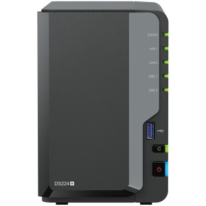 Synology DS224+,Tower, 2-bays 3.5'' SATA HDD/SSD, CPU Intel Celeron J4125 4-core (4-thread) 2.0 GHz, burst up to 2.7 GHz; 2GB DDR4 (expandable up to 6 GB) ; 2 x RJ-45 1GbE LAN Ports; 2x USB 3.2 Gen 1; 1.3 kg; 2yr warranty DS224PLUS *