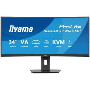 34" UW Curved VA-panel, 3440x1440-120Hz, 350cdm, 0,4ms MPRT, Speakers,USB-C Dock (LAN/KVM/95W PD),DisplayPort, 2xHDMI,USB HUB (2x3.2 2xC) ,Adaptive Sync.15cm Height Adj. Stand XCB3497WQSNP-B1