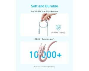 ANKER Zolo USB tip-C kabl M/M 1m, za Apple, super brzo punjenje 240W/480Mbps, pleteni, beli - Img 3