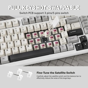 Bežična Gaming tastatura Attack Shark X98 Mehanička/Full Size/TriMode/Gasket/Cheese White - Img 3
