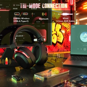 Bežične gaming slušalice Attack Shark L30PRO 50mm/7.1 Surround/TriMode/Aluminium/1100mAh/Black red - Img 2